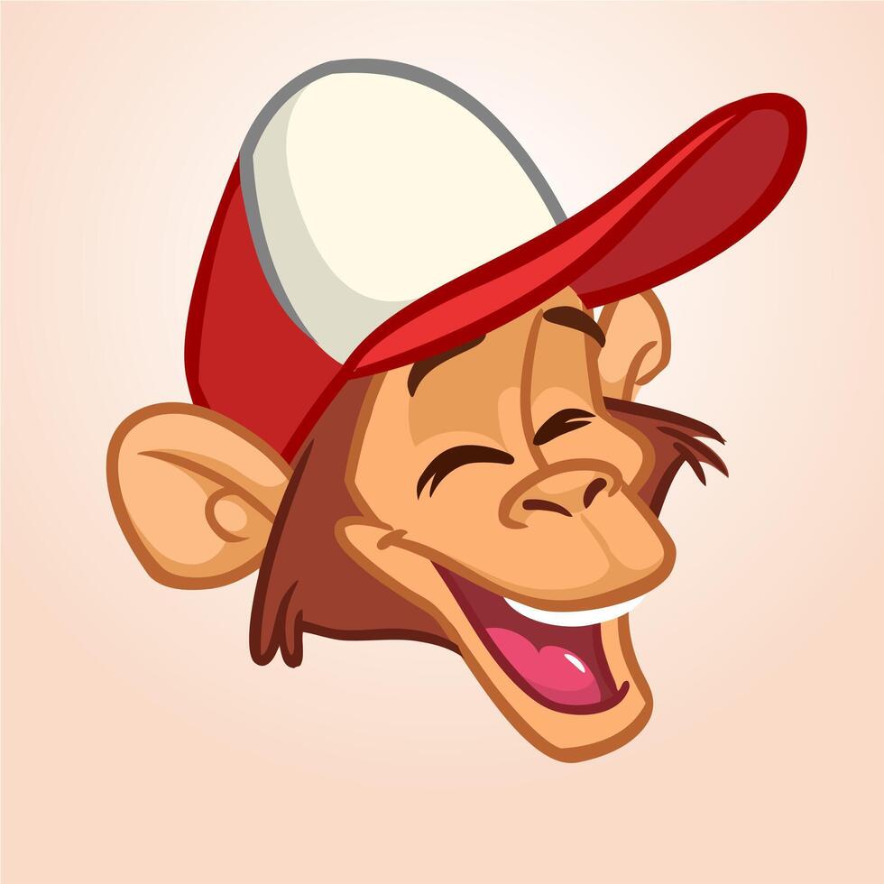 Happy cartoon monkey head. illustration of chimpanzee vector