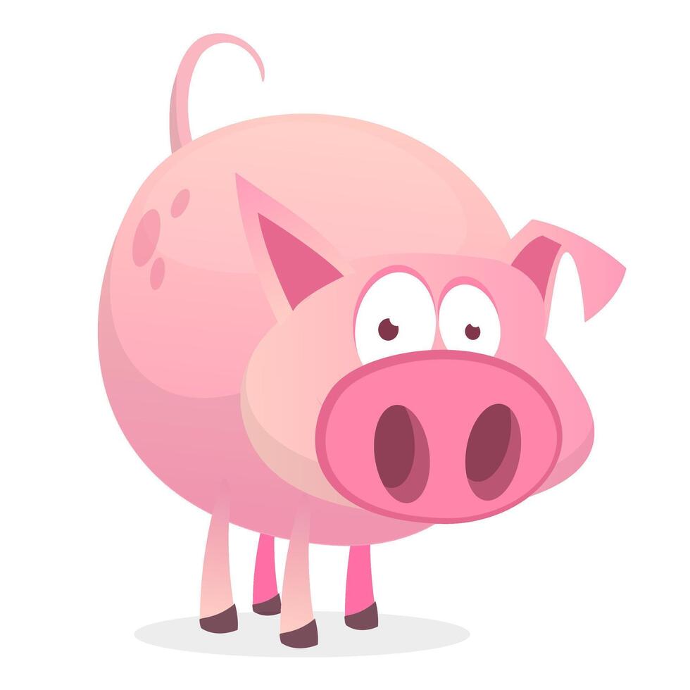 Funny cartoon pig illustration vector
