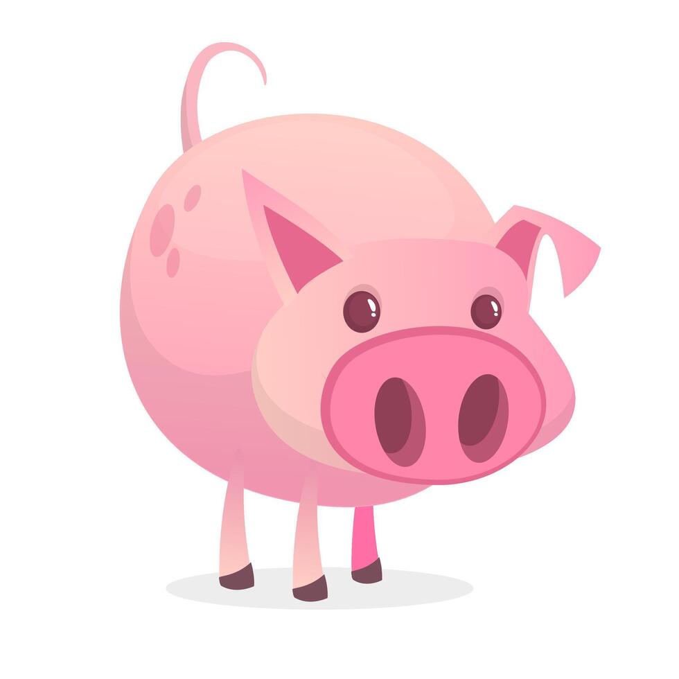 Funny cartoon pig illustration vector