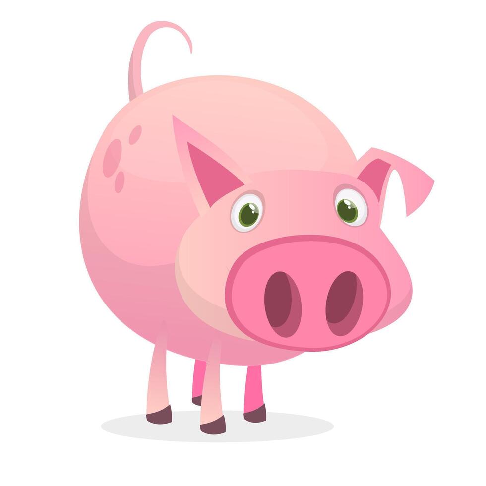 Funny cartoon pig illustration vector