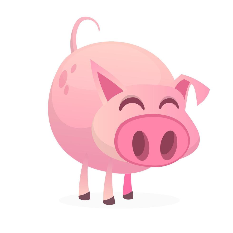Funny cartoon pig illustration vector