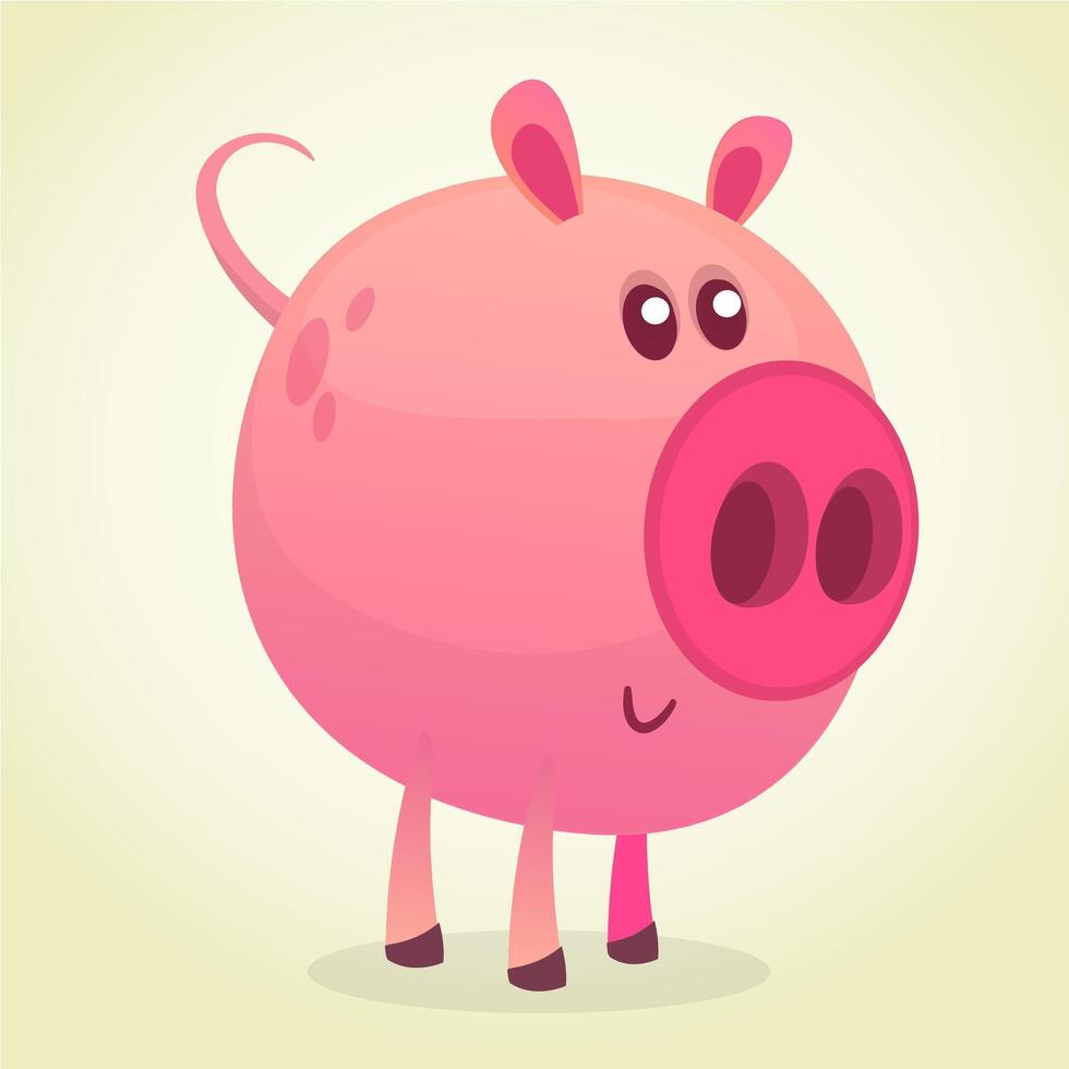 Funny cartoon pig illustration vector