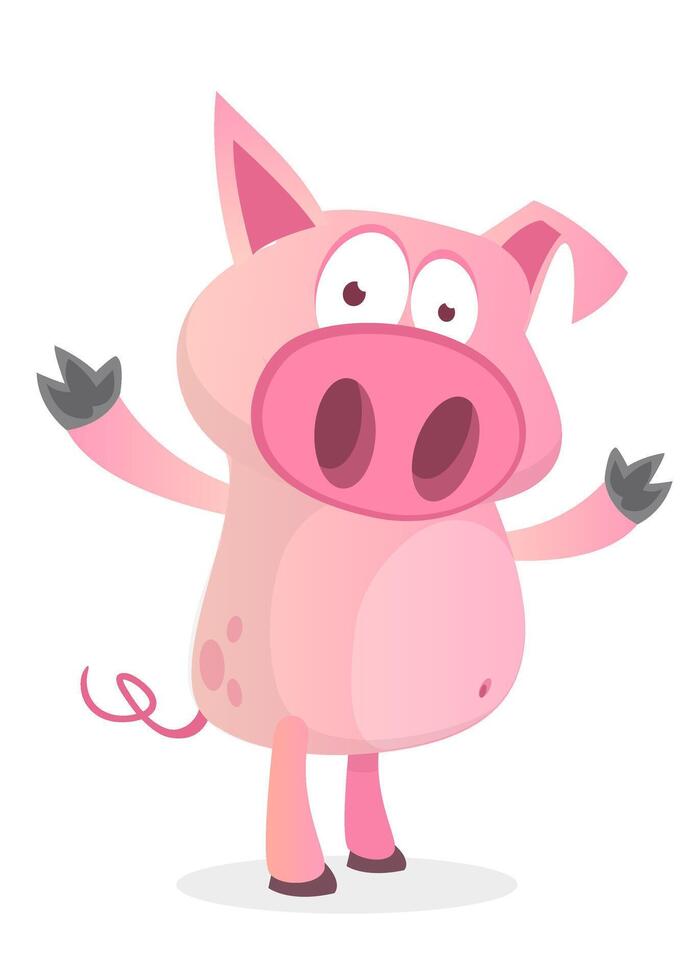 Funny cartoon pig illustration vector
