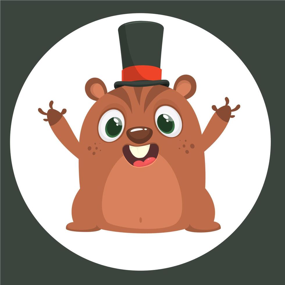 Cartoon marmot or chipmunk in major hat. illustration. Groundhog day vector
