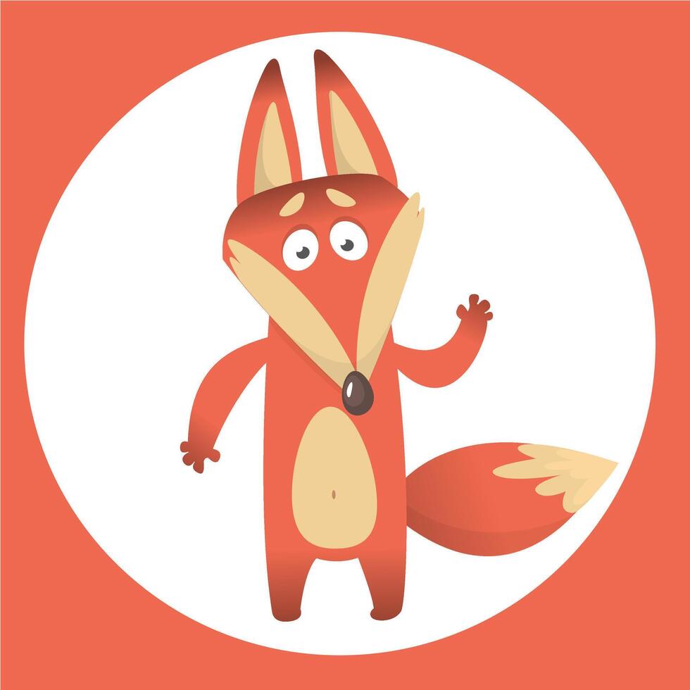 Cartoon red fox character, illustration, isolated on white background vector
