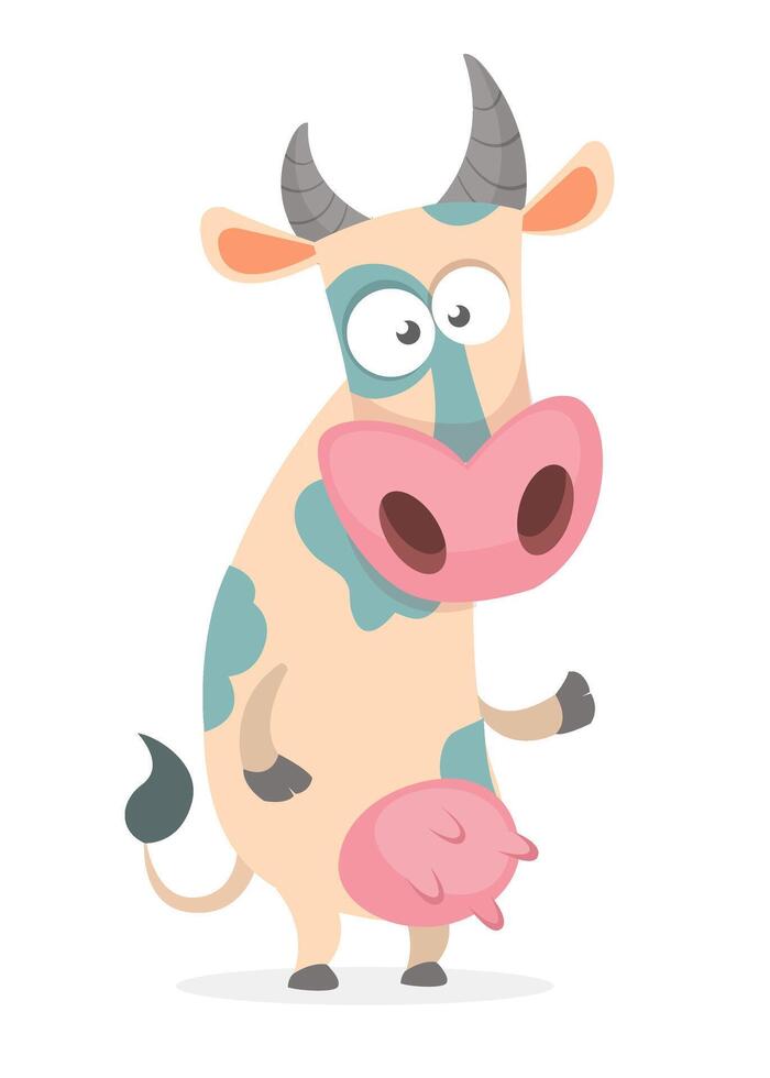 Funny and cute cow character illustration vector