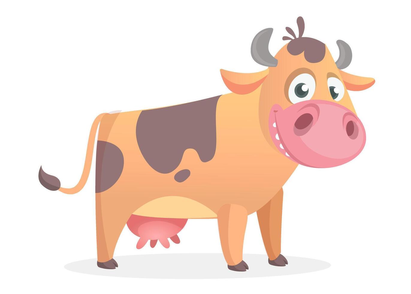 Funny and cute cow character illustration vector