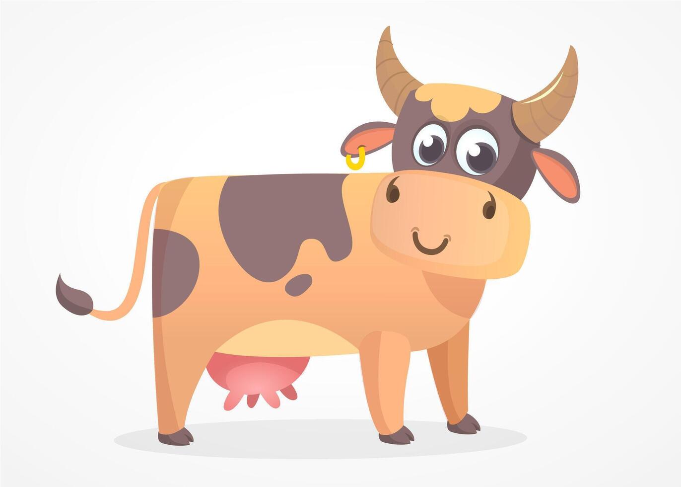 Funny and cute cow character illustration vector