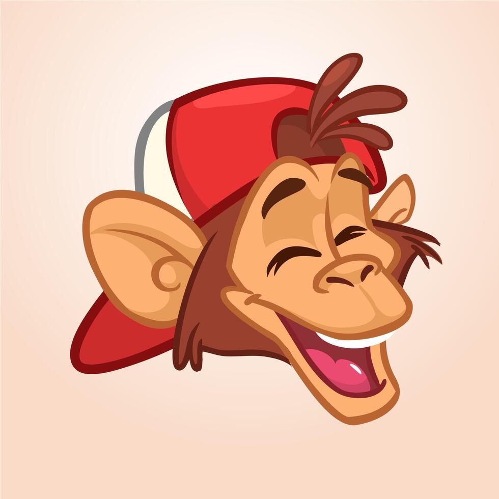 Happy cartoon monkey head. illustration of chimpanzee vector