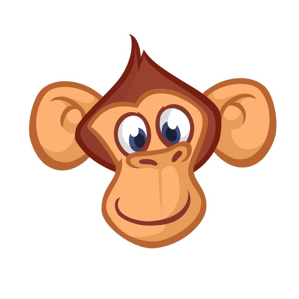 Happy cartoon monkey head. illustration of chimpanzee vector