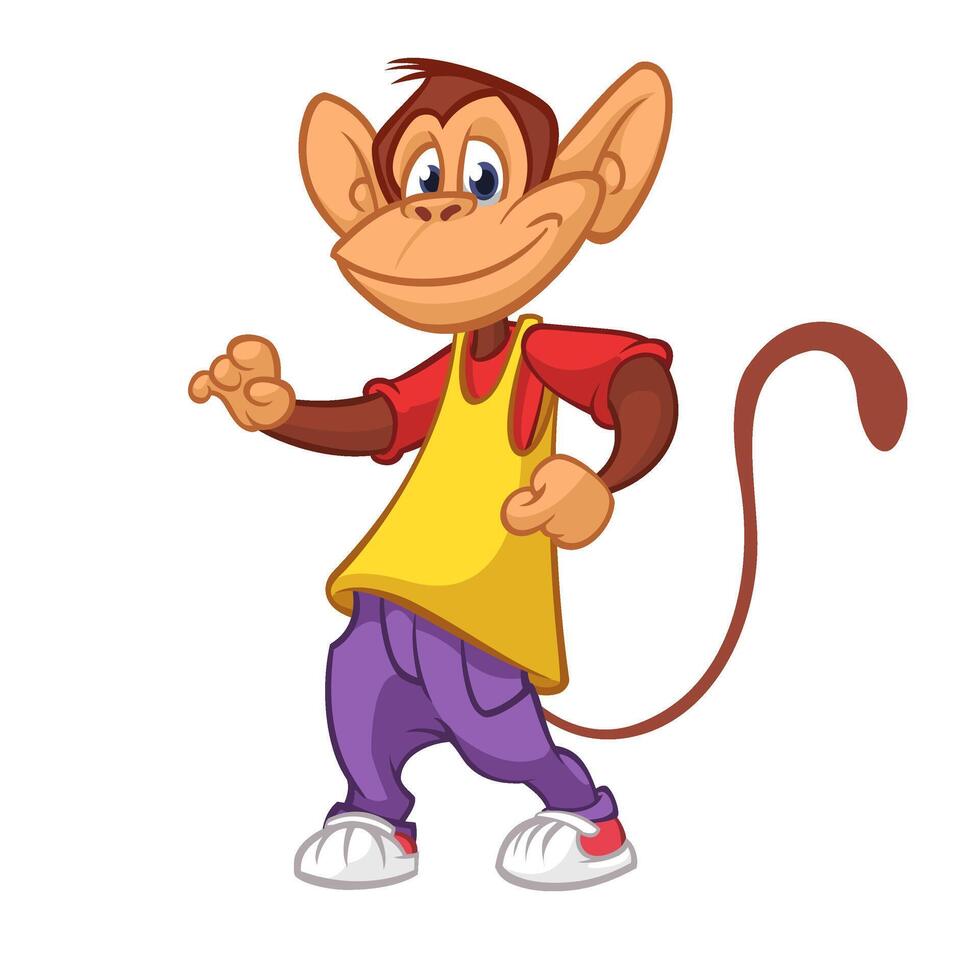 Cartoon monkey dancing. illustration vector