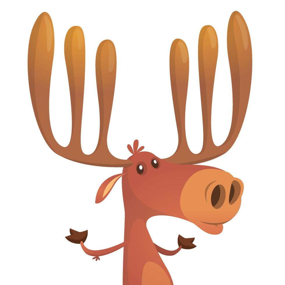 Funny cartoon moose. moose character illustration vector