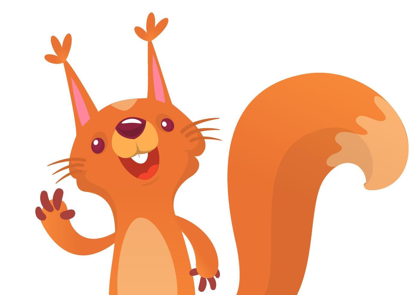 Cute cartoon squirrel presenting and waving hand. illustration. vector