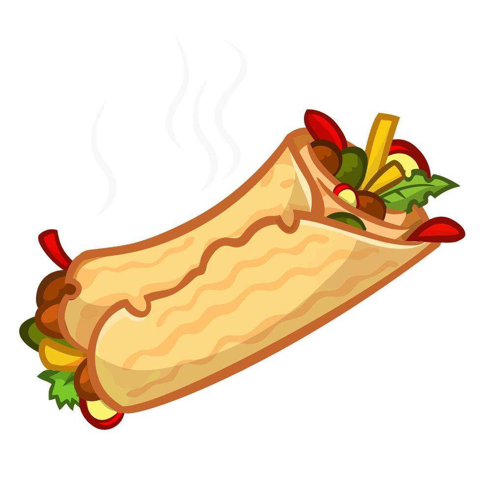 illustration of Israel street falafel roll. Street food icons vector