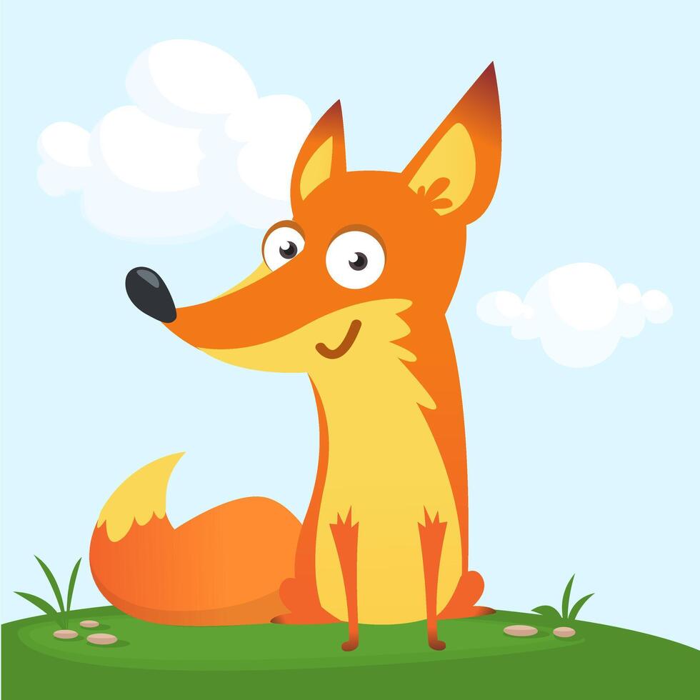 Cute cartoon fox. illustration vector