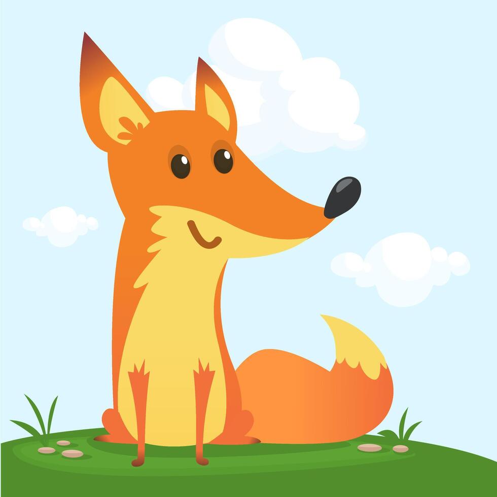 Cute cartoon fox. illustration vector
