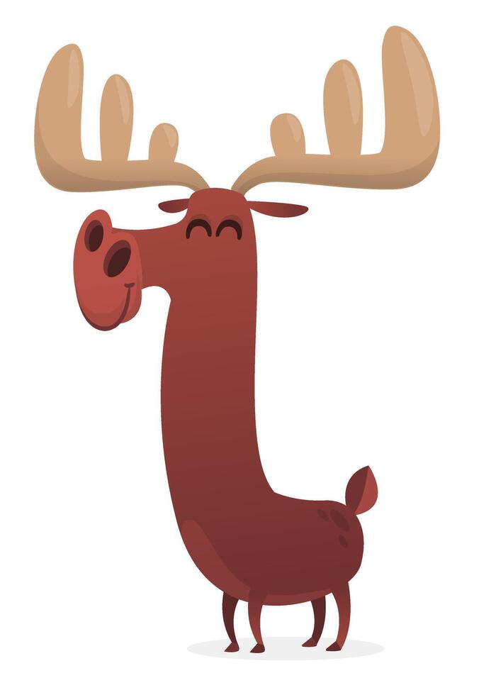 Funny cartoon moose character. moose illustration isolated. vector