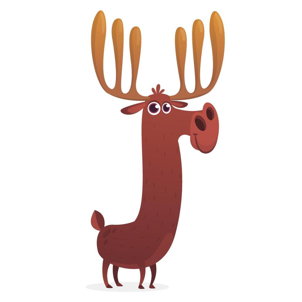 Funny cartoon moose character. moose illustration isolated. vector