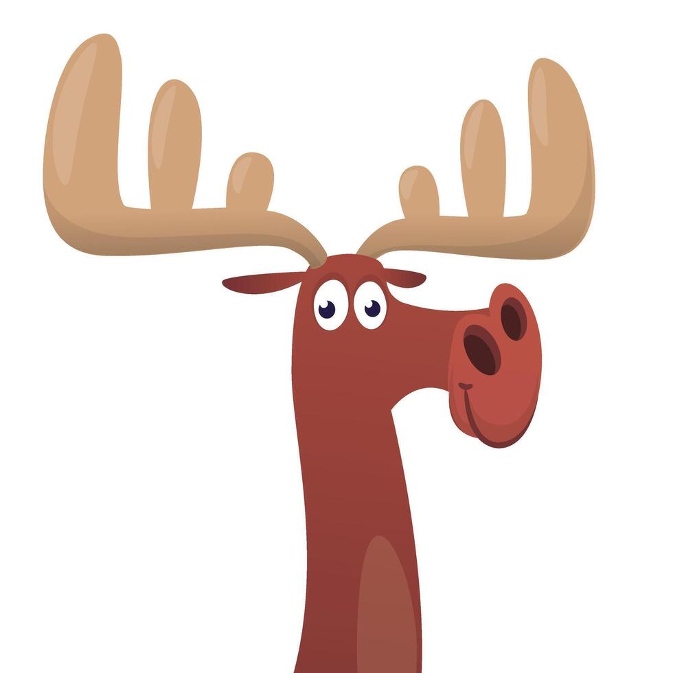Funny cartoon moose character. moose illustration isolated. vector