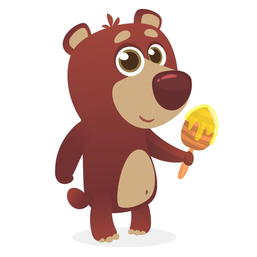 Funny cartoon bear standing illustration vector