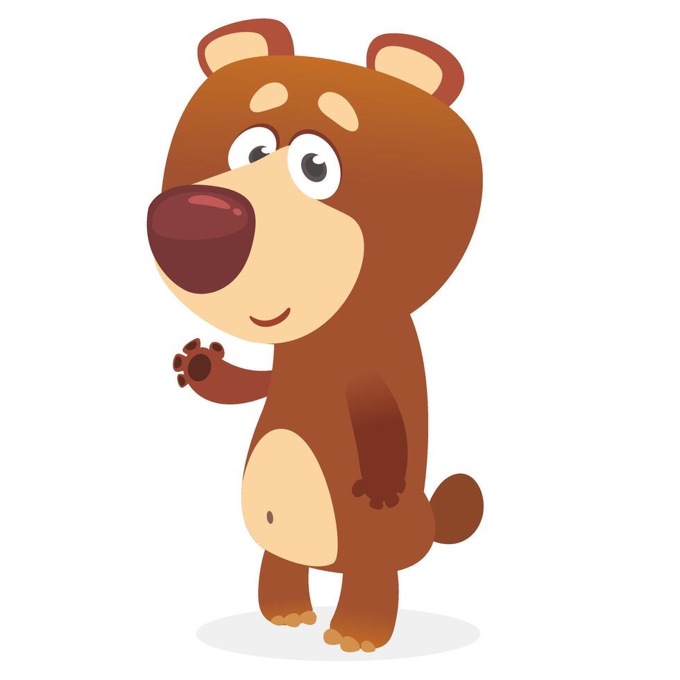 Funny cartoon bear standing illustration vector