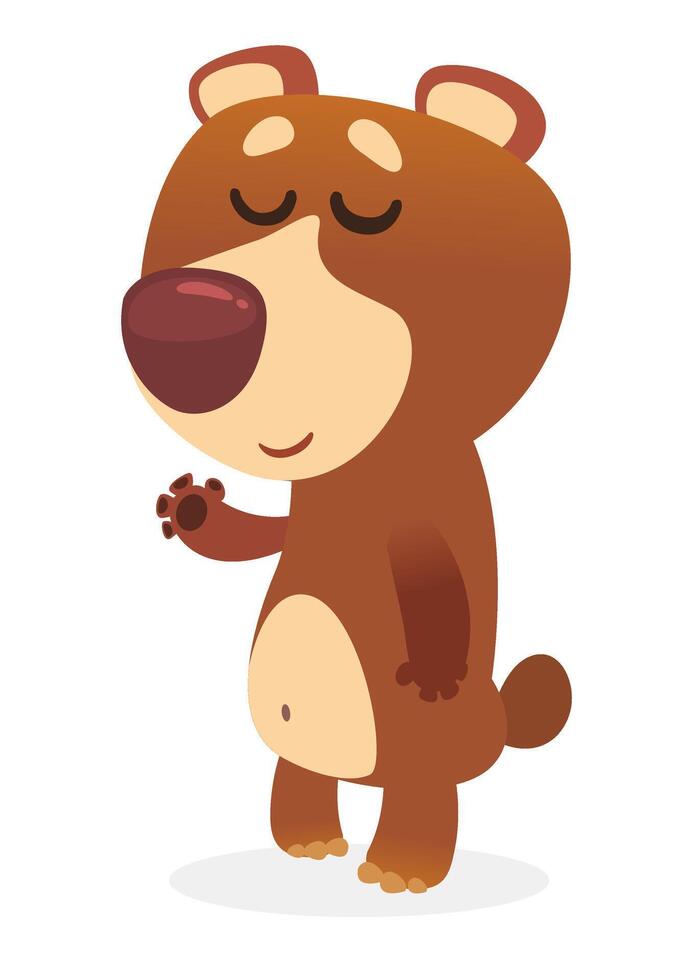 Funny cartoon bear standing illustration vector