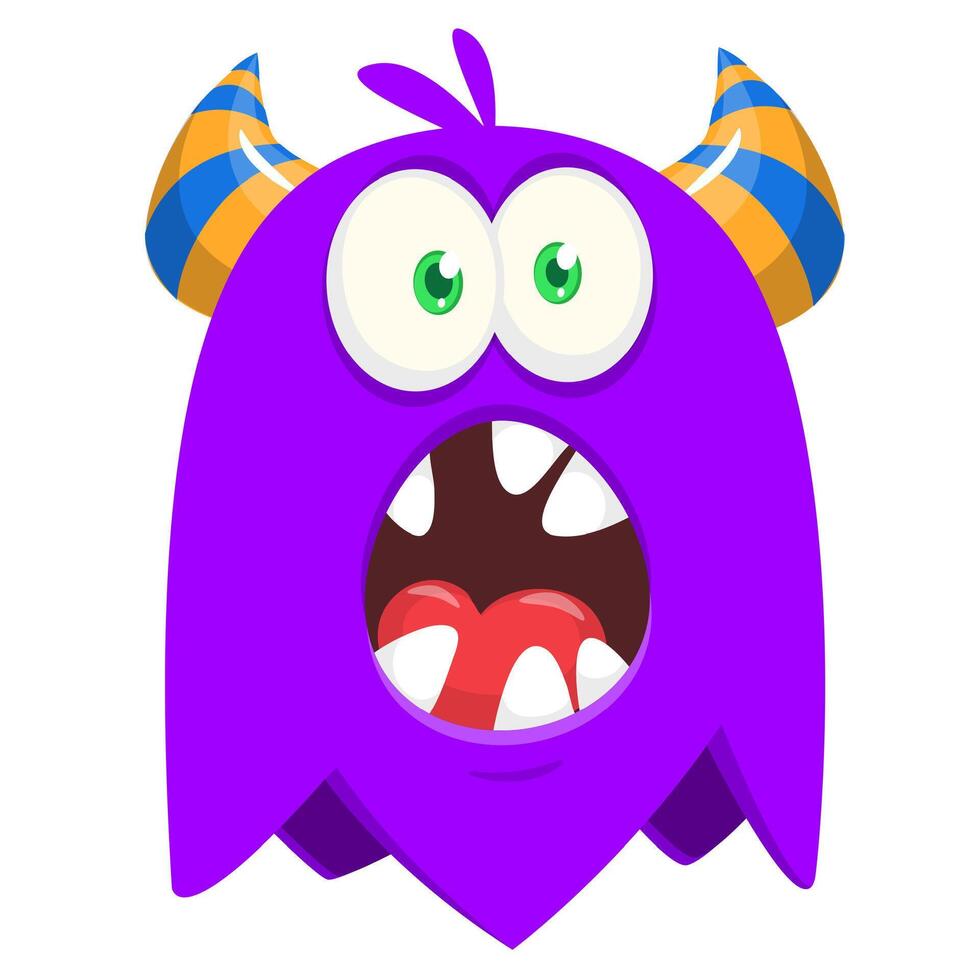 Funny cartoon monster character. Illustration of cute and happy alien creature. Halloween design vector