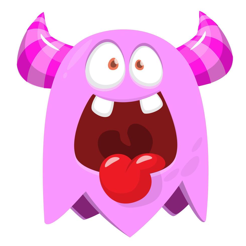 Funny cartoon monster character. Illustration of cute and happy alien creature. Halloween design vector