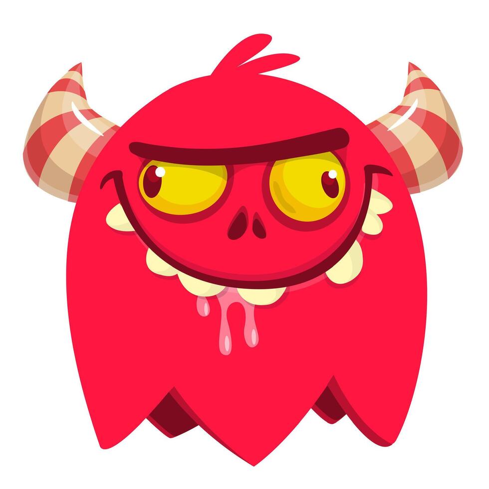 Funny cartoon monster character. Illustration of cute and happy alien creature. Halloween design vector