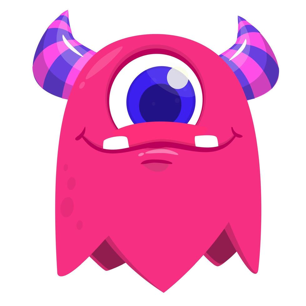 Funny cartoon monster character. Illustration of cute and happy alien creature. Halloween design vector