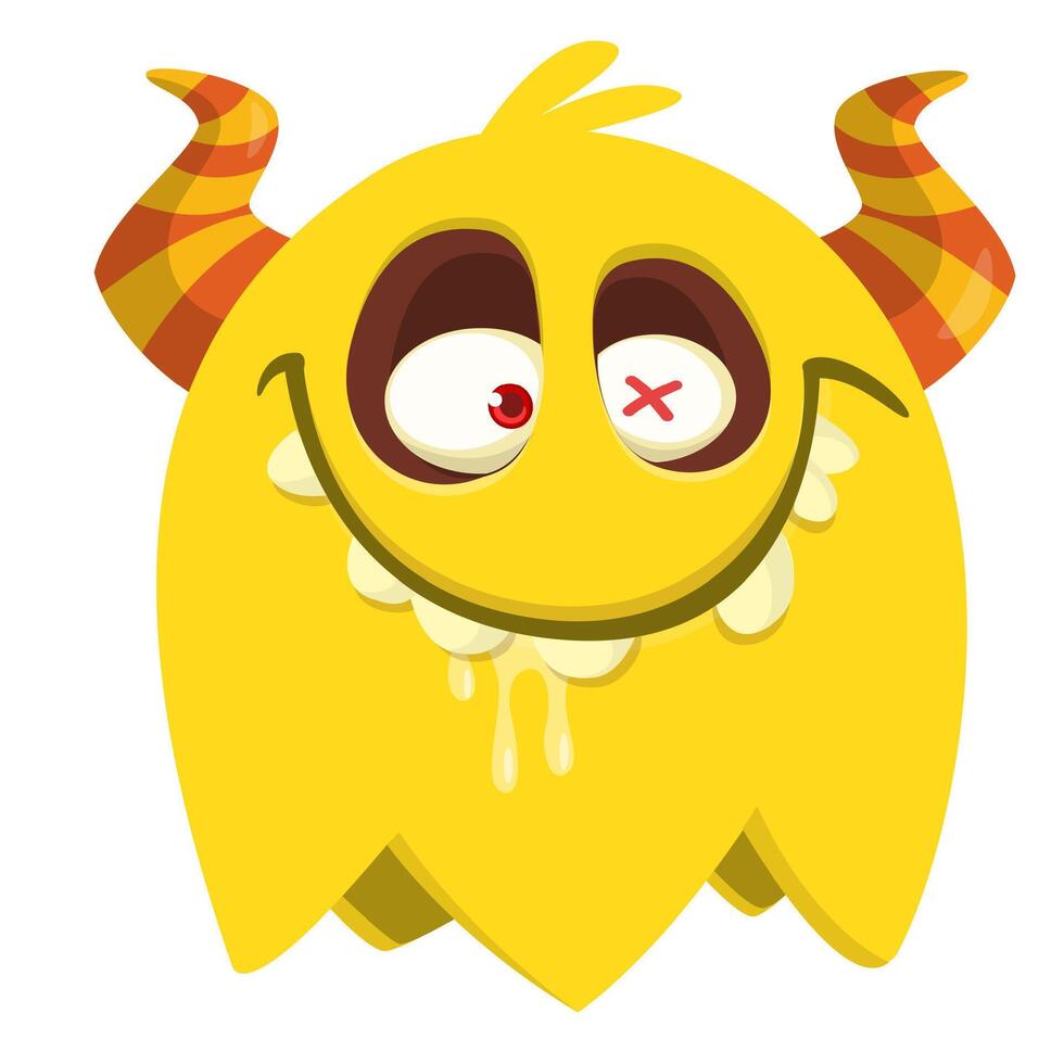 Funny cartoon monster character. Illustration of cute and happy alien creature. Halloween design vector