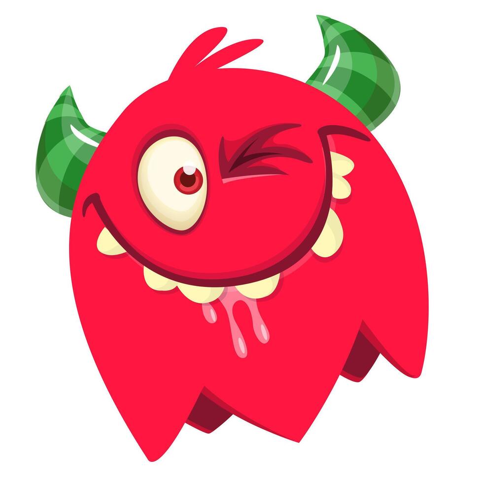 Funny cartoon monster character. Illustration of cute and happy alien creature. Halloween design vector