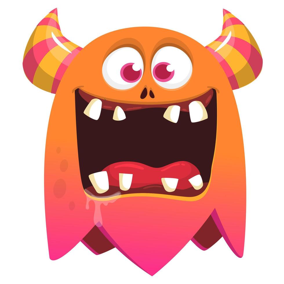 Funny cartoon monster character. Illustration of cute and happy alien creature. Halloween design vector