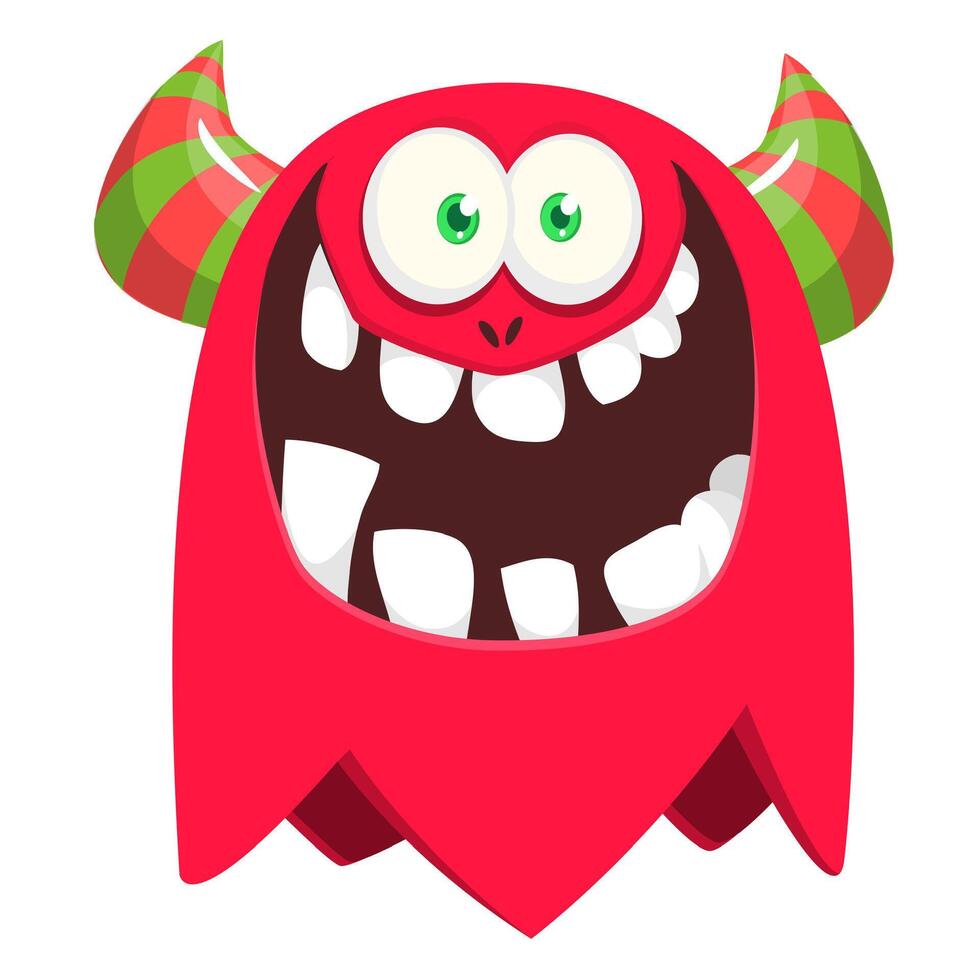 Funny cartoon monster character. Illustration of cute and happy alien creature. Halloween design vector