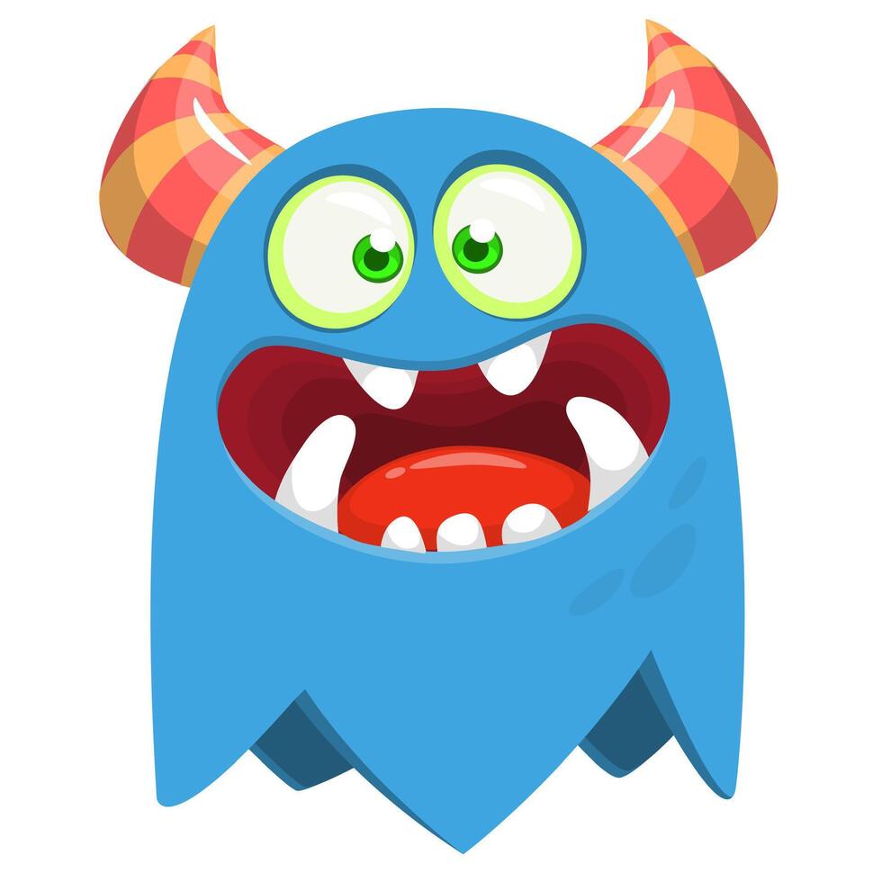 Funny cartoon monster character. Illustration of cute and happy alien creature. Halloween design vector