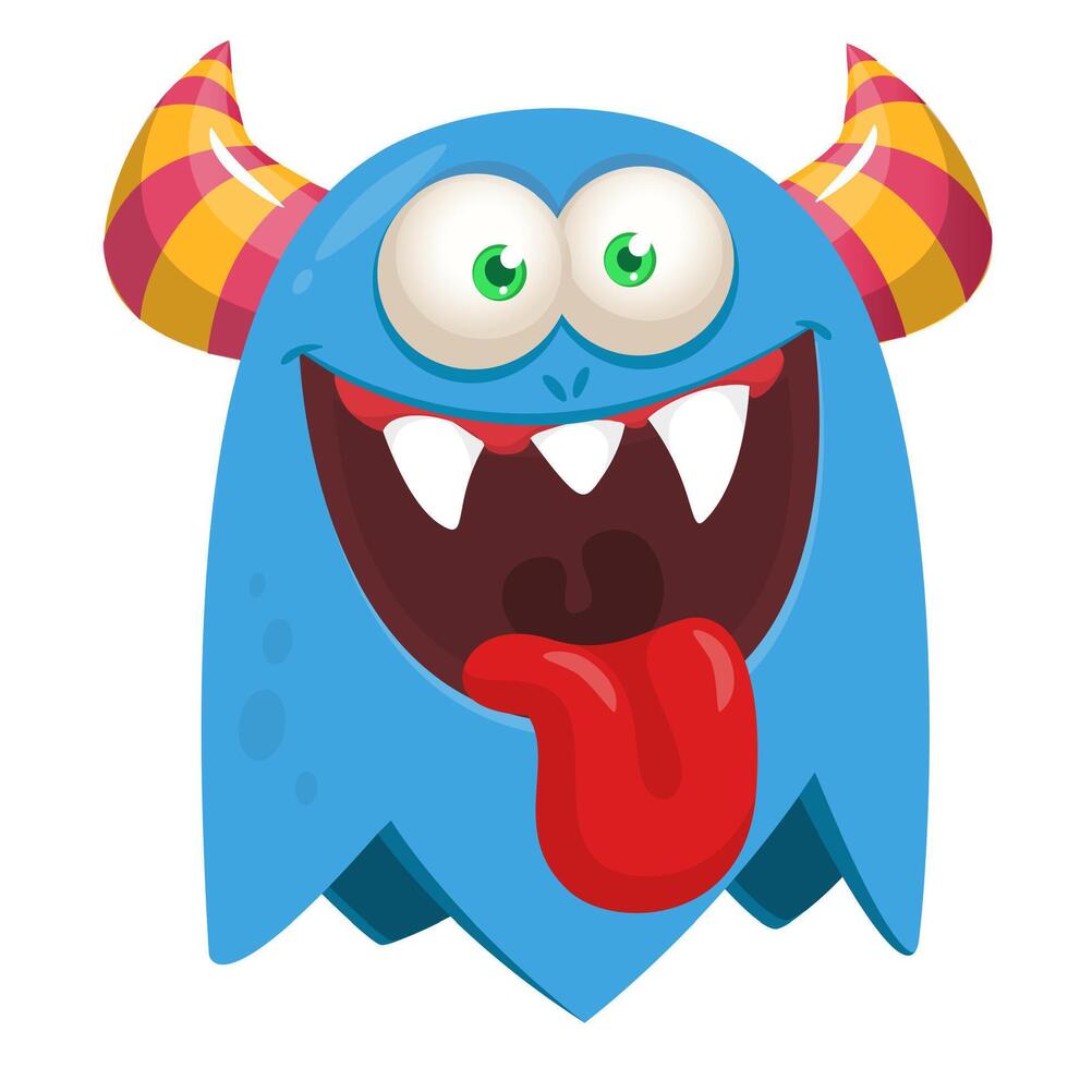 Funny cartoon monster character. Illustration of cute and happy alien creature. Halloween design vector