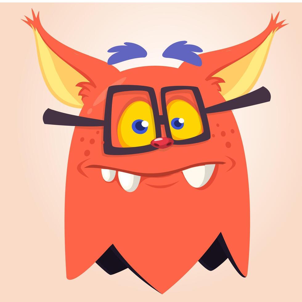 Funny cartoon monster character wearing eyeglasses. illustration isolated vector