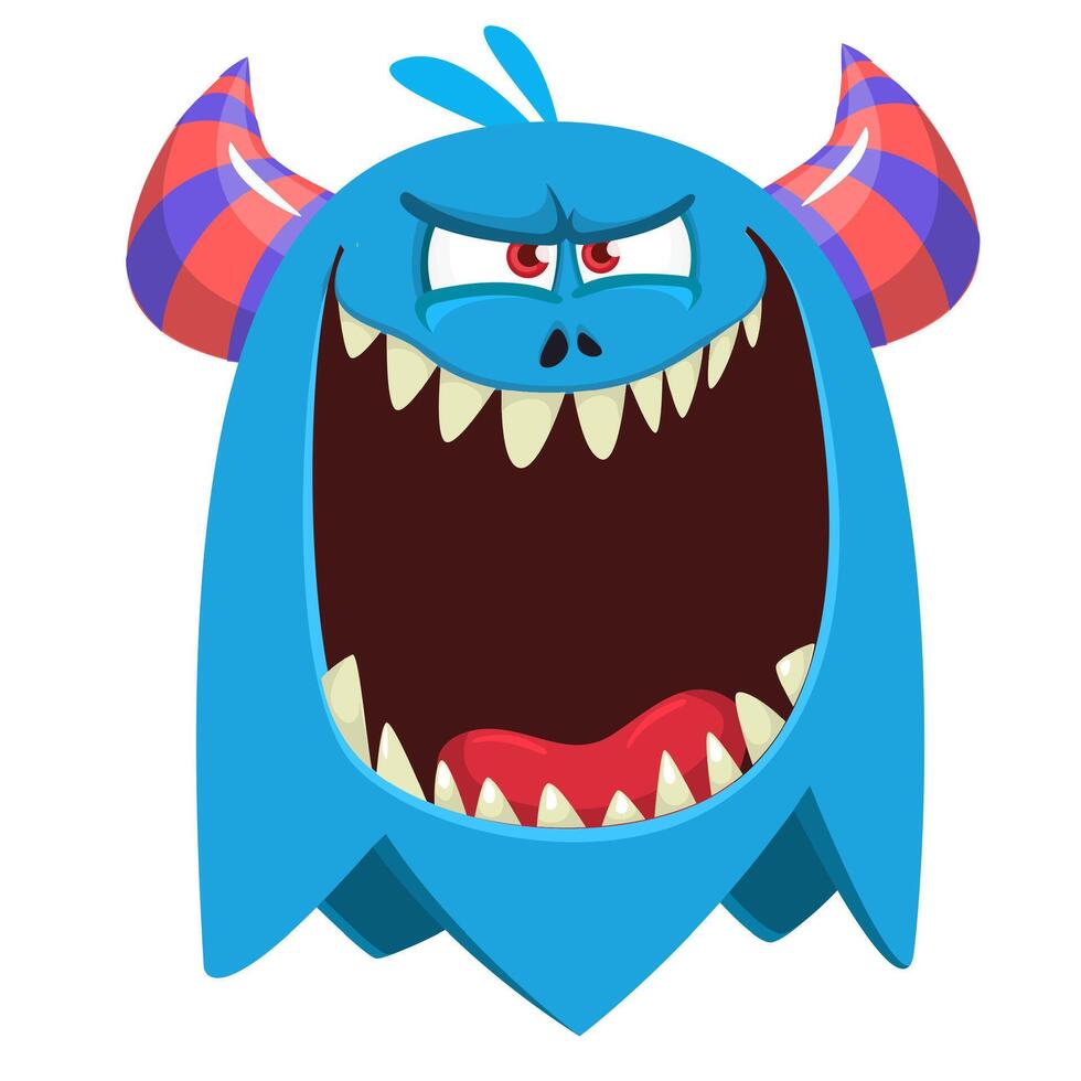 Funny cartoon monster character. Illustration of cute and happy alien creature. Halloween design vector