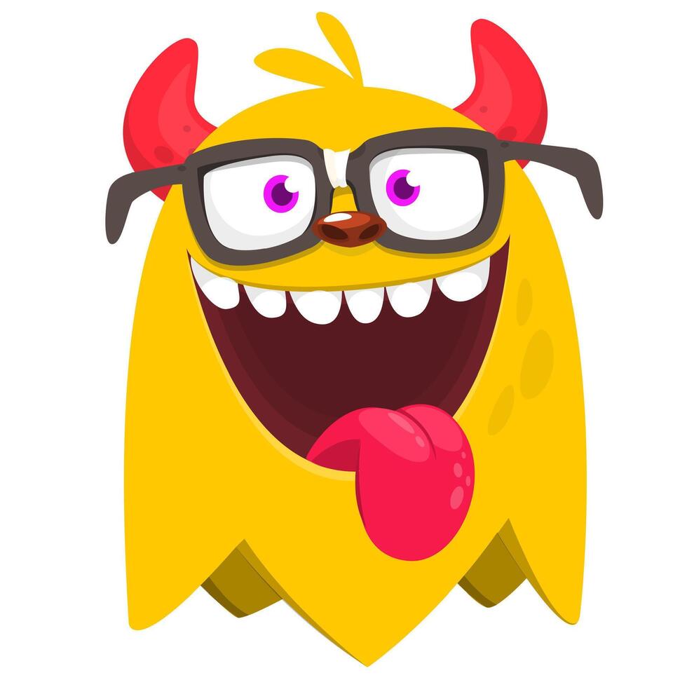 Funny cartoon monster character wearing eyeglasses. illustration isolated vector