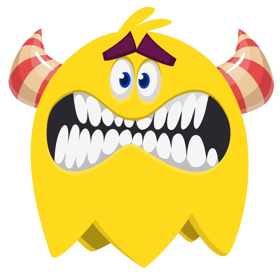 Funny cartoon monster character. Illustration of cute and happy alien. Halloween design isolated vector