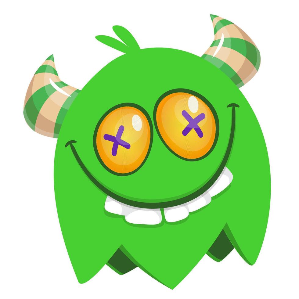 Funny cartoon monster character. Illustration of cute and happy alien. Halloween design isolated vector
