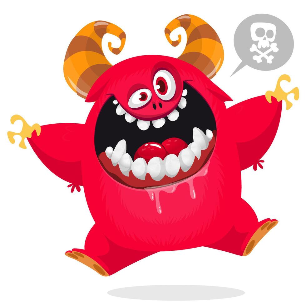 Funny cartoon monster character. Illustration of cute and happy alien. Halloween design isolated vector