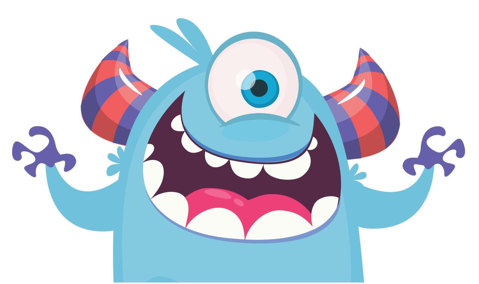 Funny cartoon monster character. Illustration of cute and happy alien. Halloween design isolated vector