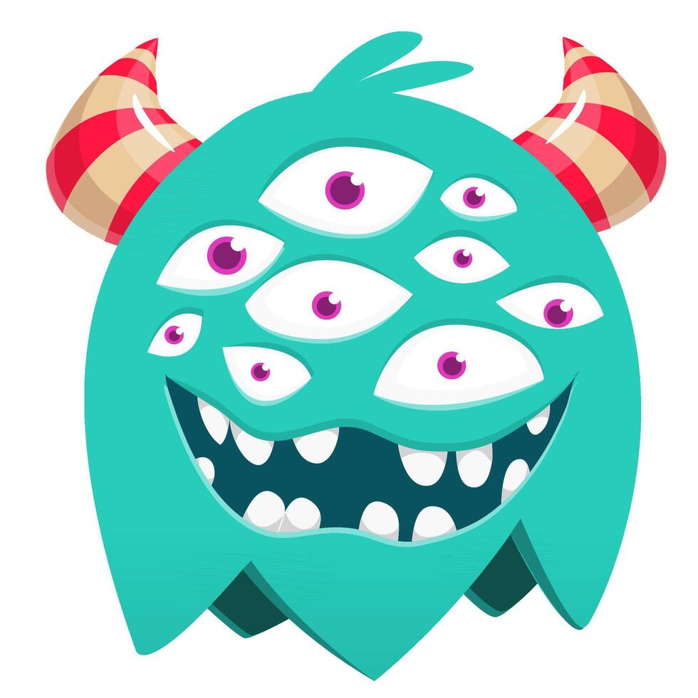Funny cartoon monster with many eyes. monster illustration vector