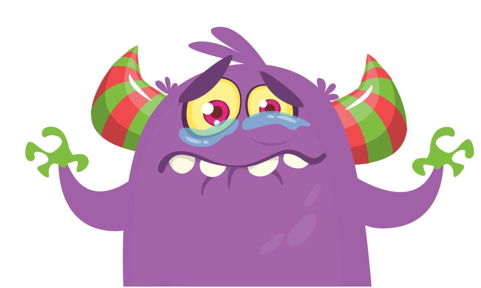 Funny cartoon monster character. Illustration of cute and happy alien. Halloween design isolated vector