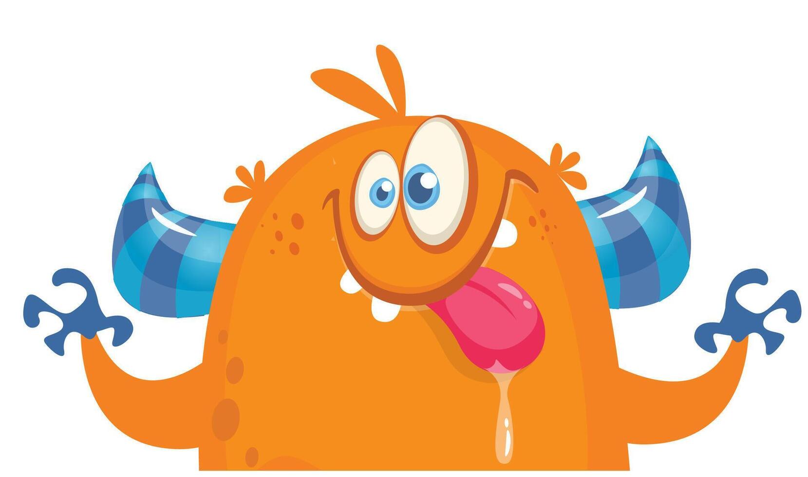 Funny cartoon monster character. Illustration of cute and happy alien. Halloween design isolated vector