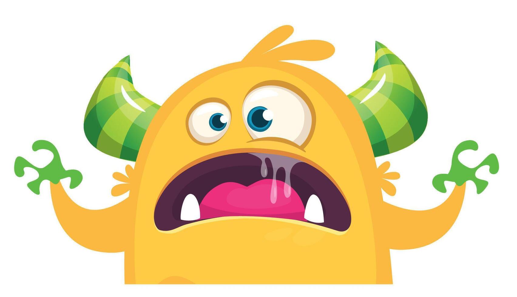 Funny cartoon monster character. Illustration of cute and happy alien. Halloween design isolated vector