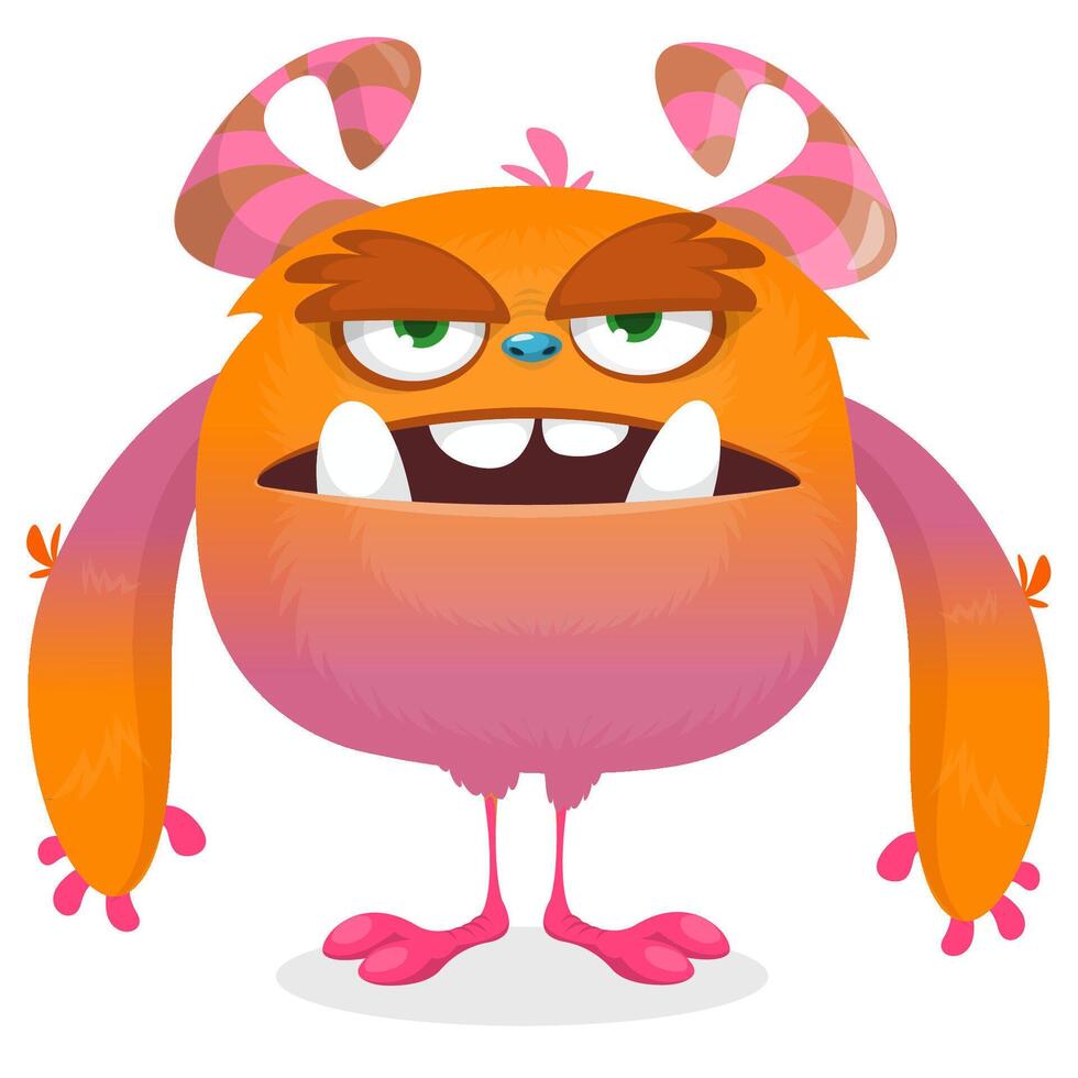 Angry cartoon monster. monster illustration vector