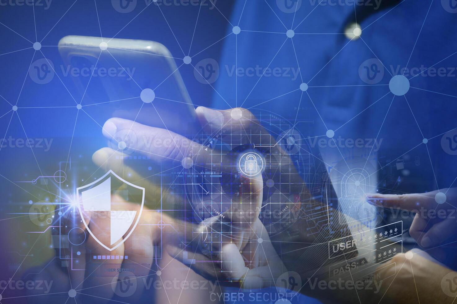 cyber security It is a system developed to act as a security for access to data, networks, devices, programs and attacks that will cause damage or access by unauthorized persons. photo