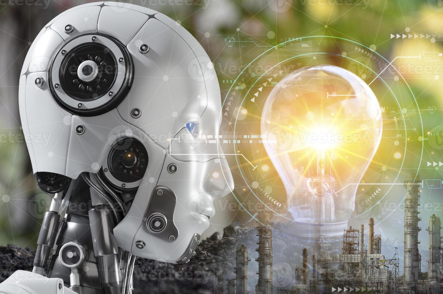 User concept using intelligent AI robot system. Conversation with artificial intelligence. AI develops and creates future technology robots in the online world. Industry 5.0. photo